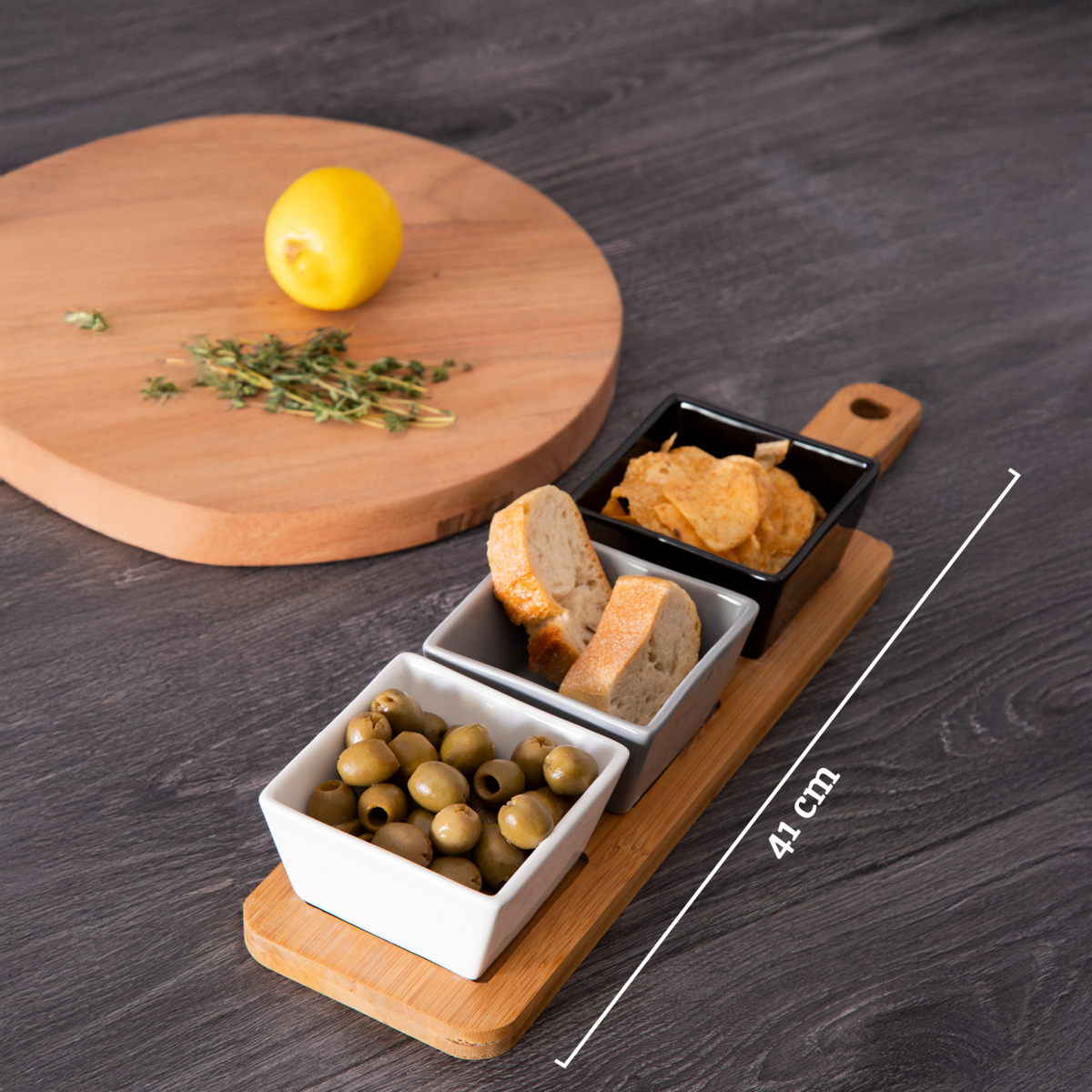 Serving Board with Square Dishes