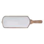 Mango Wood Paddle Serving Board with White Enamel