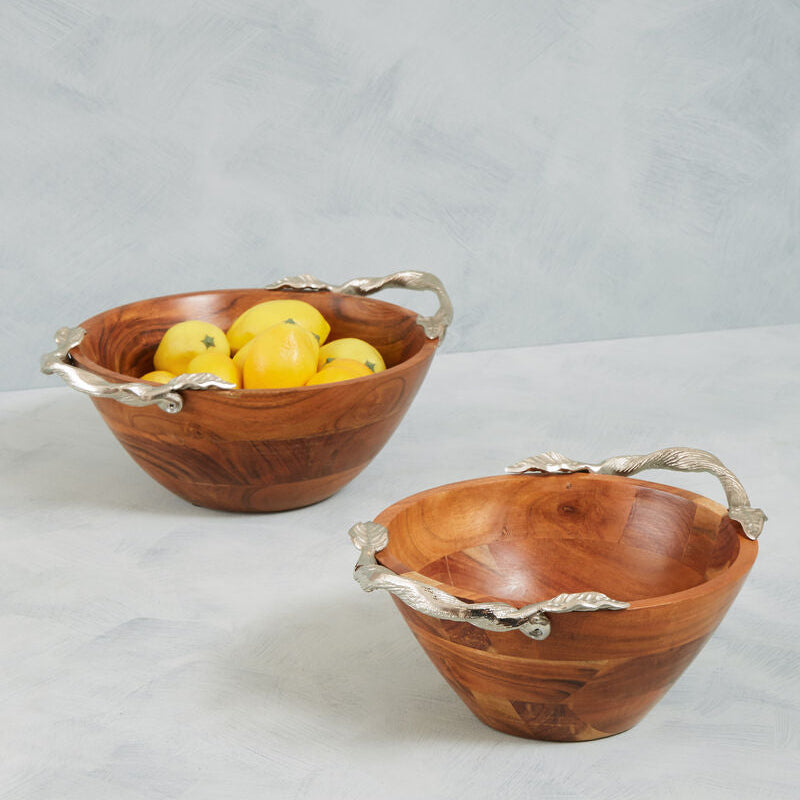 Acacia Wood Large Round Bowl