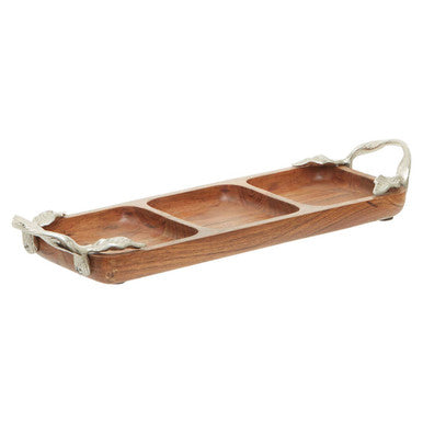 Acacia Wood 3 Section Serving Dish