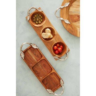 Acacia Wood 3 Section Serving Dish