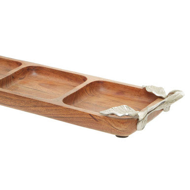 Acacia Wood 3 Section Serving Dish