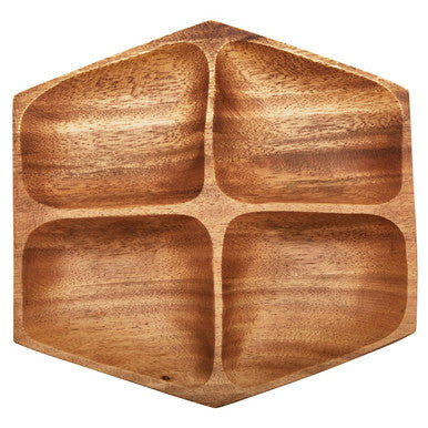 Small Four Section Serving Dish in Acacia Wood