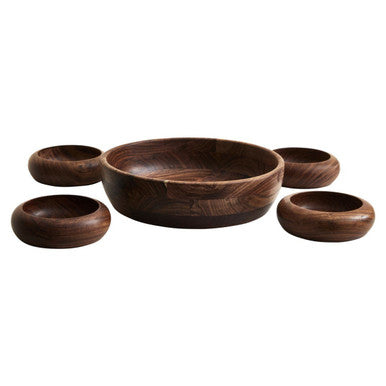 Five Piece Sheesham Wood Salad Bowl Set