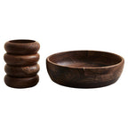 Five Piece Sheesham Wood Salad Bowl Set