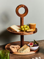 Sheesham Wood Two Tier Cake Stand