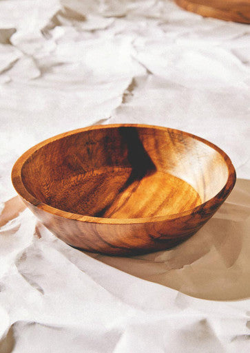 Large Round Sheesham Wood Tapered Salad Bowl