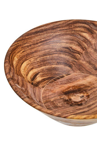 Large Round Sheesham Wood Tapered Salad Bowl