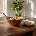 Large Round Sheesham Wood Tapered Salad Bowl