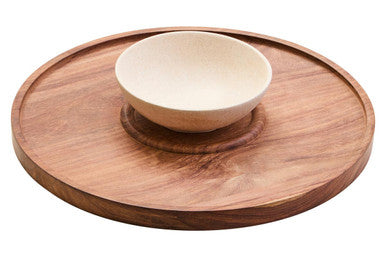 Acacia Wood and Cream Marble Chip and Dip Platter