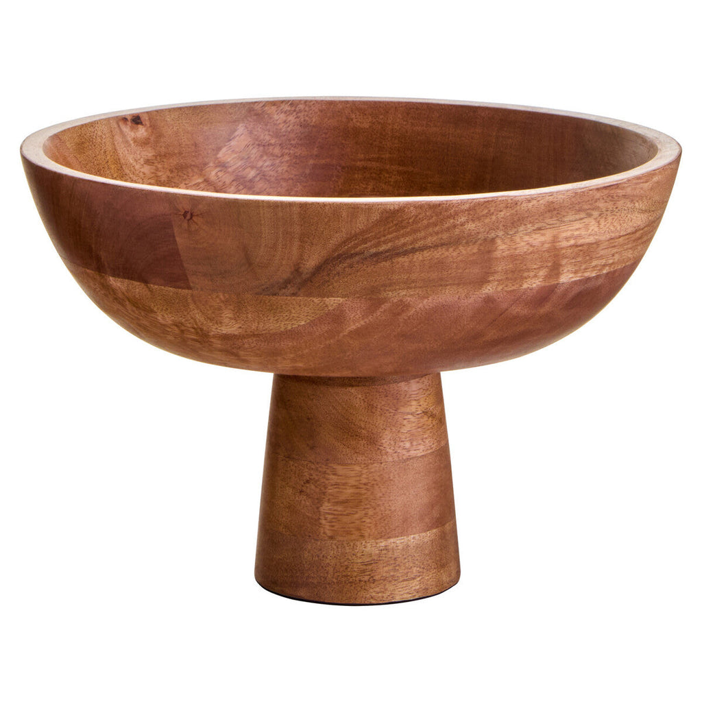 Mango Wood Serving or Fruit Bowl with Pedestal Base