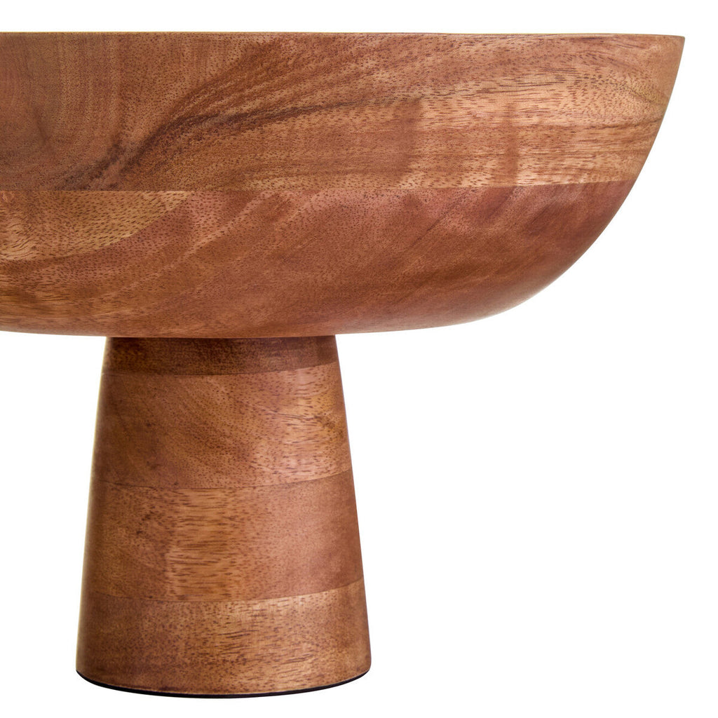 Mango Wood Serving or Fruit Bowl with Pedestal Base