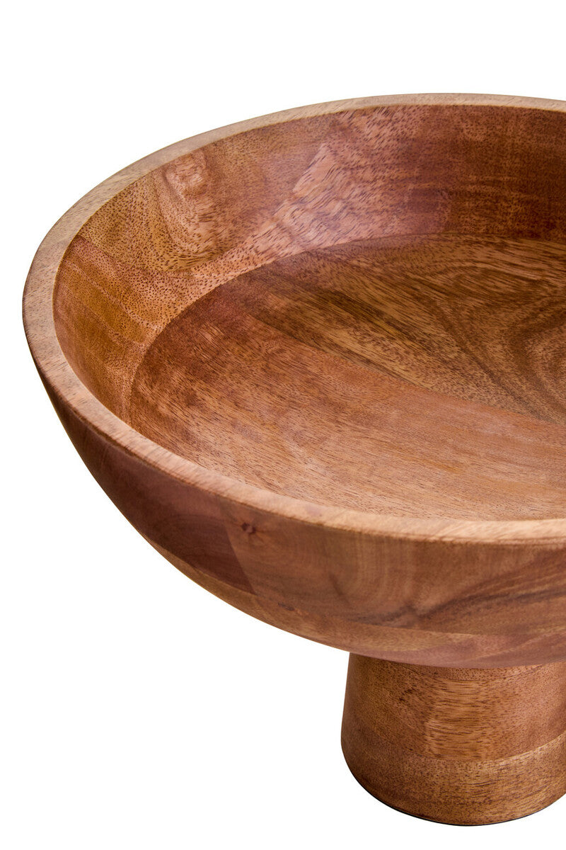 Mango Wood Serving or Fruit Bowl with Pedestal Base
