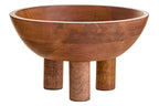 Mango Wood Serving or Fruit Bowl with Footed Base