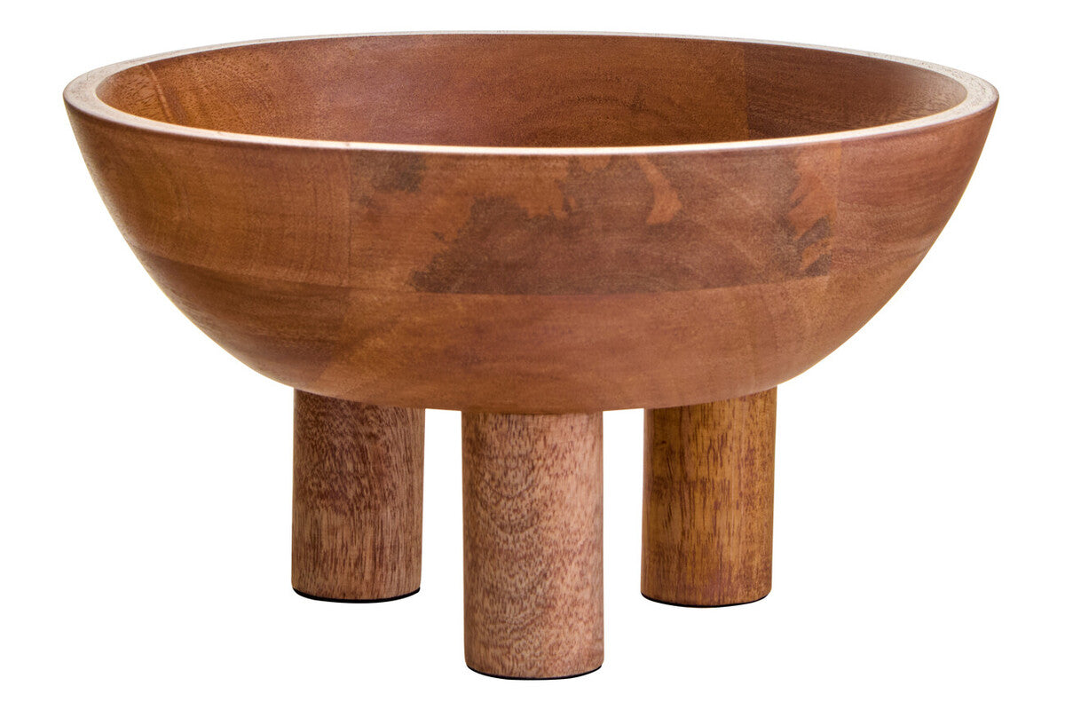 Mango Wood Serving or Fruit Bowl with Footed Base