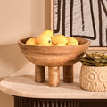 Mango Wood Serving or Fruit Bowl with Footed Base