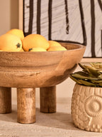 Mango Wood Serving or Fruit Bowl with Footed Base