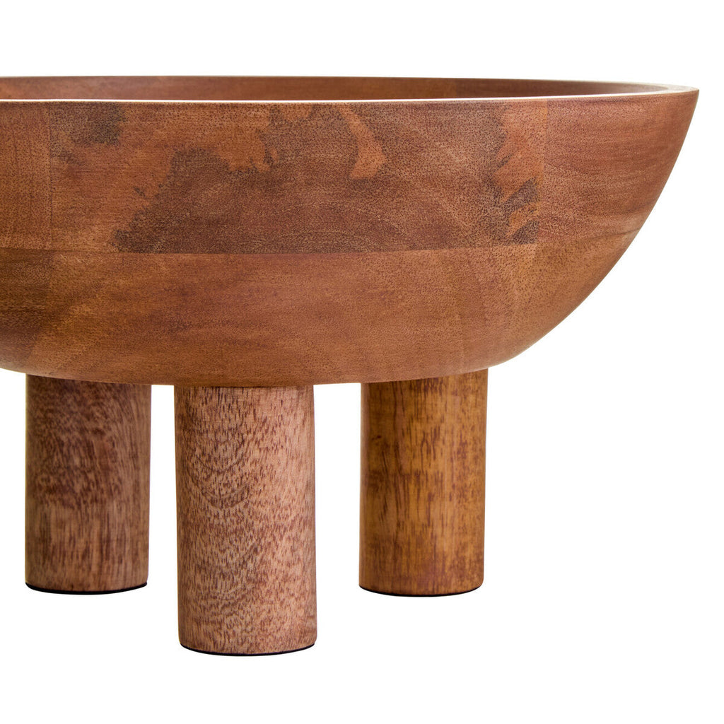 Mango Wood Serving or Fruit Bowl with Footed Base