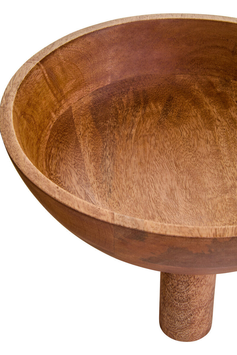 Mango Wood Serving or Fruit Bowl with Footed Base