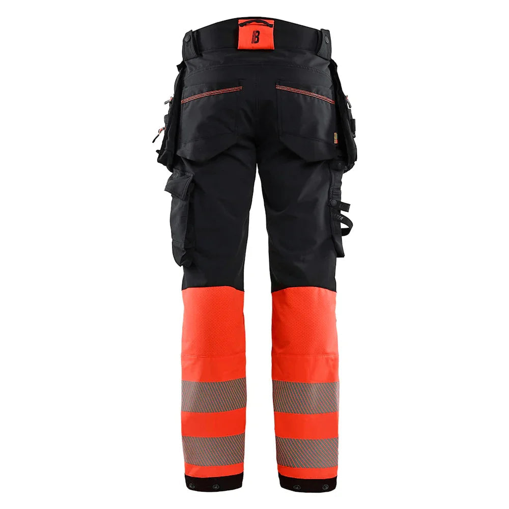 Blaklader 1125 Hi-Vis 4-Way Stretch Kneepad Trousers Black/Red
