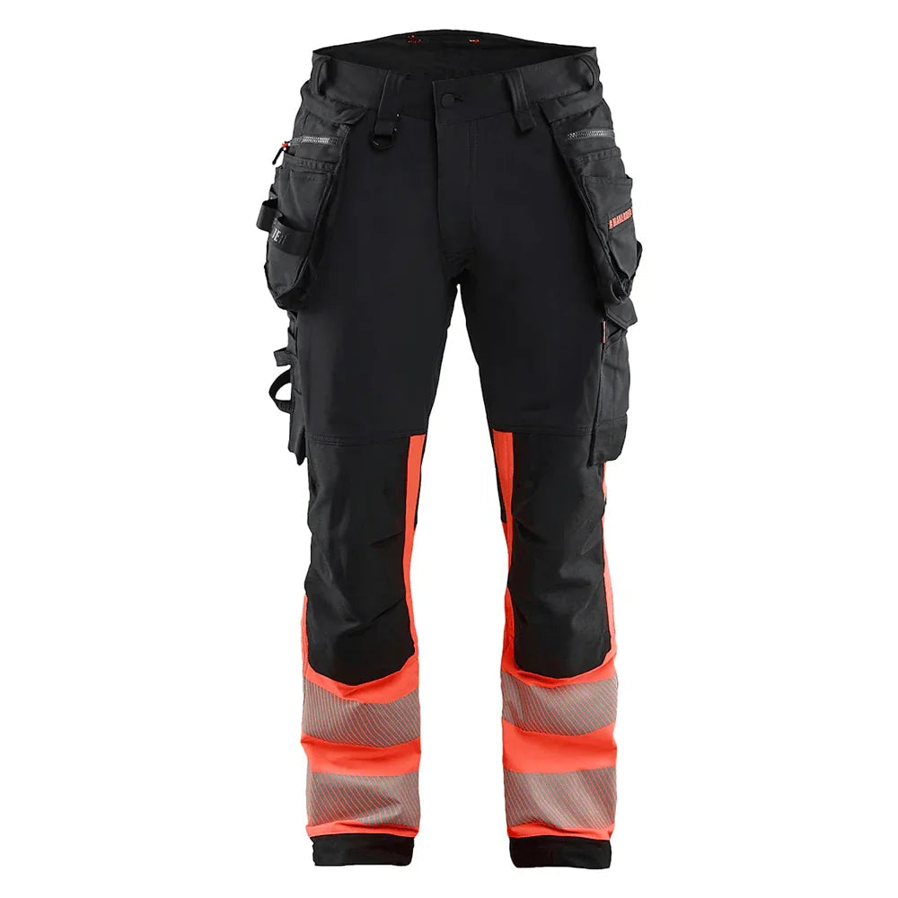 Blaklader 1125 Hi-Vis 4-Way Stretch Kneepad Trousers Black/Red