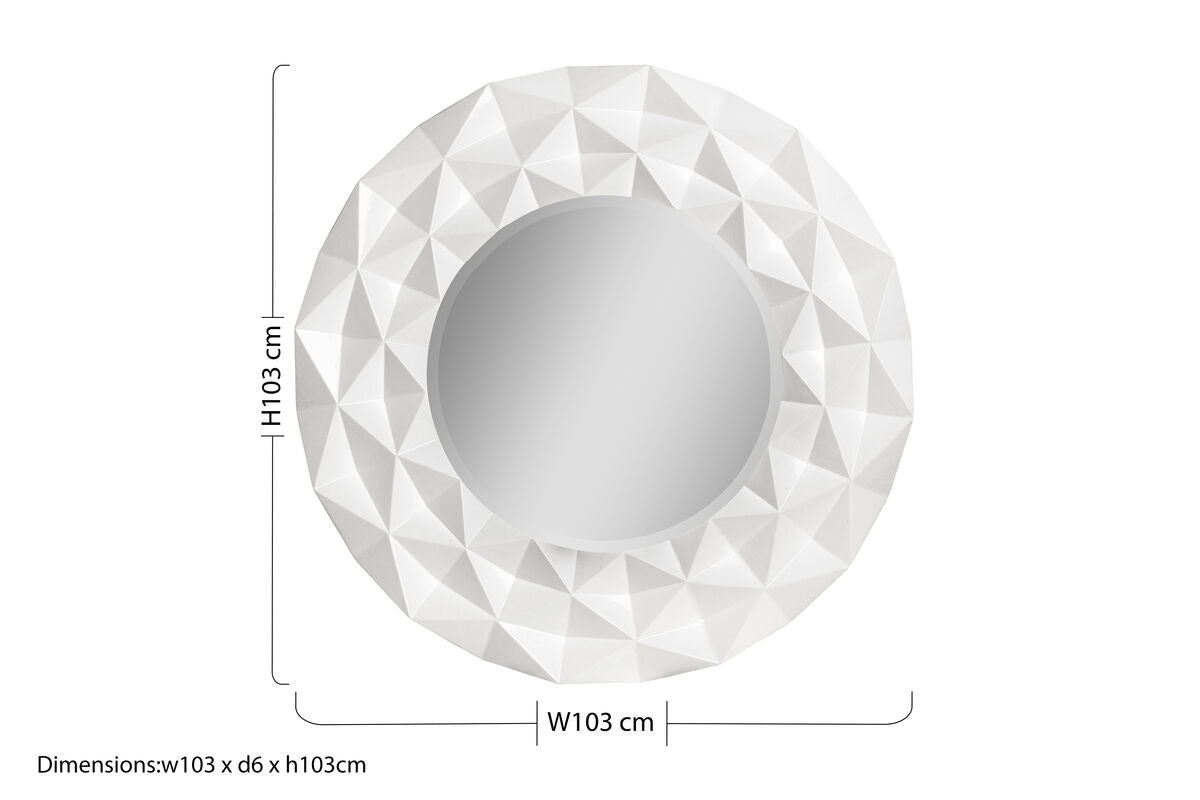White High Gloss 3D Design Wall Mirror