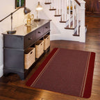 Washable Designer Bordered Red Rug