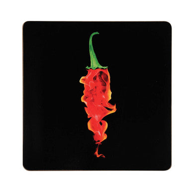 Set of Four Black Chilli Print Cork Placemats