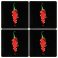 Set of Four Black Chilli Print Cork Placemats