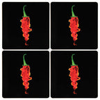 Set of Four Black Chilli Print Cork Placemats