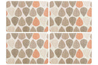 Set of Four Orange Leaf Motif Placemats
