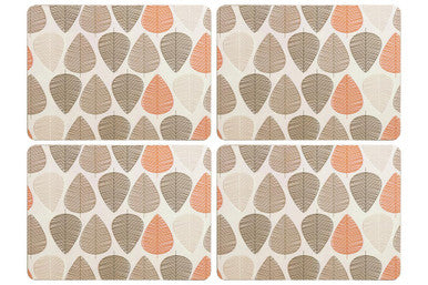 Set of Four Orange Leaf Motif Placemats