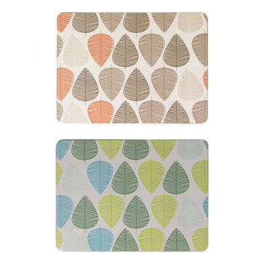 Set of Four Orange Leaf Motif Placemats
