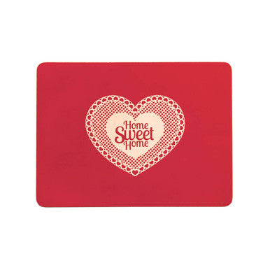 Set of Four Red Cork Placemats with Heart Design