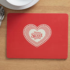 Set of Four Red Cork Placemats with Heart Design