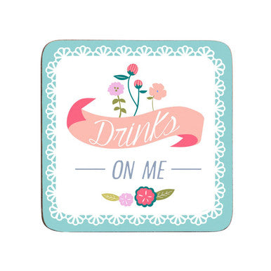 Assorted Cork Coaster Set of 4 with Floral Design