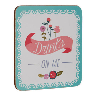 Assorted Cork Coaster Set of 4 with Floral Design