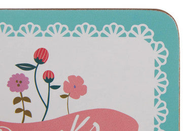Assorted Cork Coaster Set of 4 with Floral Design