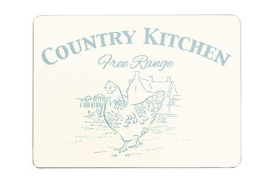 Set of Four Blue Hen Design Cork Placemats