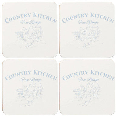 Set of Four Blue Hen Design Cork Placemats
