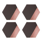 Set of 4 Leather Effect Grey and Rose Gold Hexagon Placements