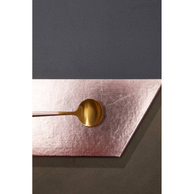 Set of 4 Leather Effect Grey and Rose Gold Hexagon Placements