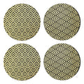 Set of 4 Leather Effect Black and Gold Deco Placements