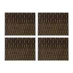 Set of 4 Leather Effect Black and Gold Prism Placemats