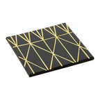 Set of 4 Black and Gold Prism Faux Leather Coasters