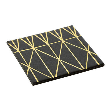 Set of 4 Black and Gold Prism Faux Leather Coasters