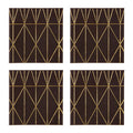Set of 4 Black and Gold Prism Faux Leather Coasters