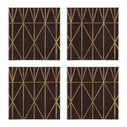Set of 4 Black and Gold Prism Faux Leather Coasters