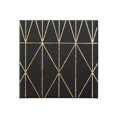 Set of 4 Black and Gold Prism Faux Leather Coasters