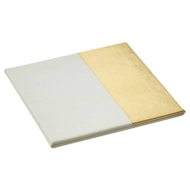 Set of 4 Square White and Gold Coasters